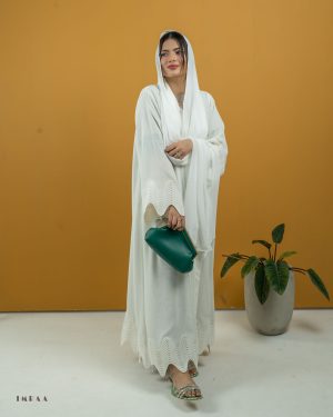 white wavy abaya